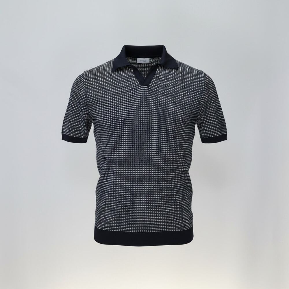 A3 REISS Chichi Abstract Pattern Viscose Blend Open Collar Polo Shirt Size L
